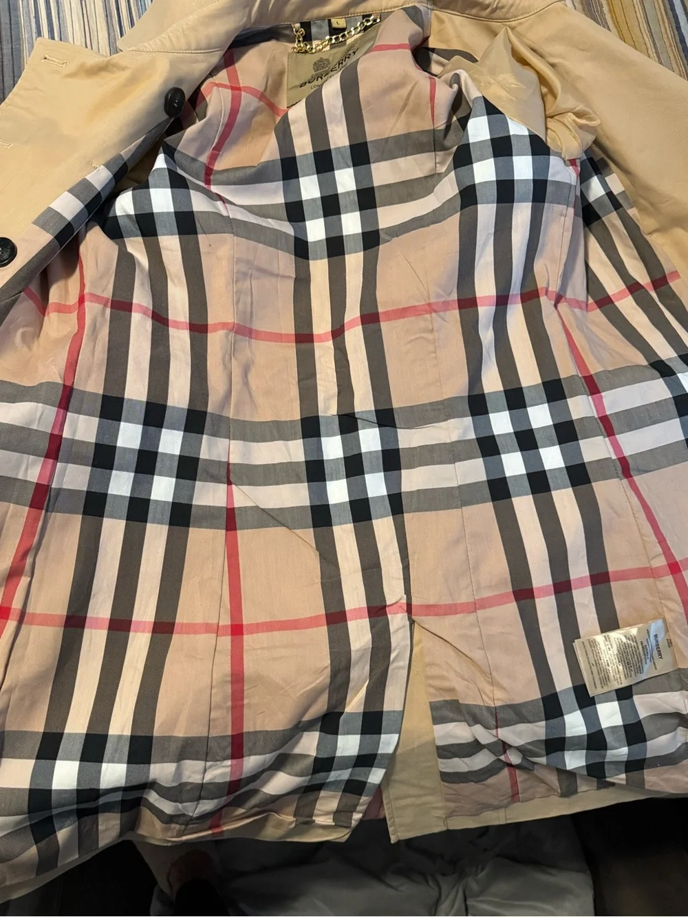 Burberry Tan Double-Breasted Trench Coat with Belt - Picture 8 of 8